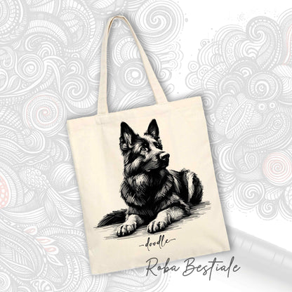Shopper DOODLE Elegance - PASTORE TEDESCO "GRIGIONE" - Diversi colori disponibili, 100% Cotone