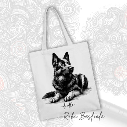 Shopper DOODLE Elegance - PASTORE TEDESCO "GRIGIONE" - Diversi colori disponibili, 100% Cotone