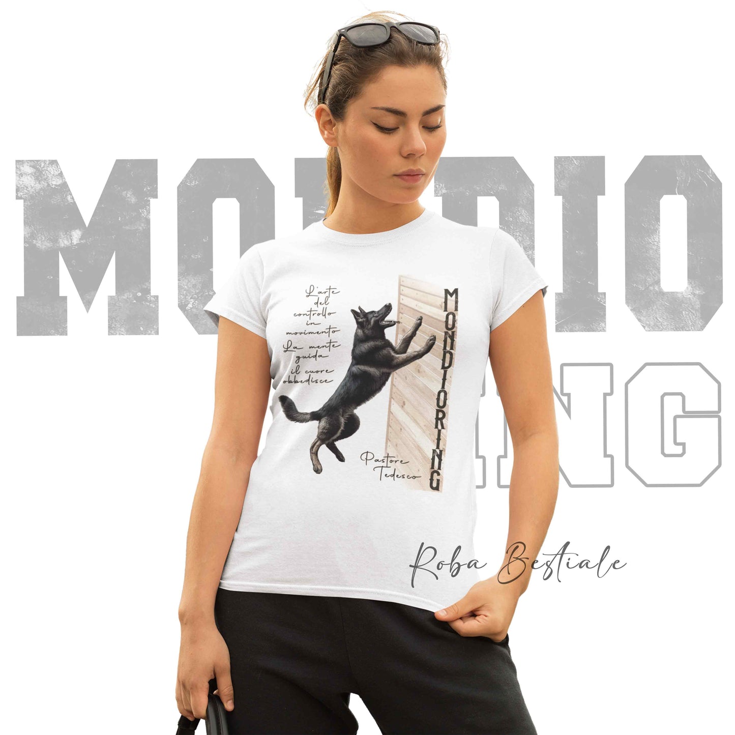 T-Shirt MONDIORING4 - PASTORE TEDESCO da Lavoro "Grigione" - Bianca, Uomo o Donna - dalla XS alla 5XL