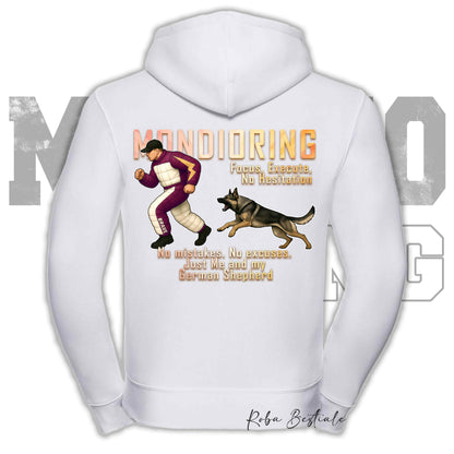 Felpa MONDIORING Chase! - PASTORE TEDESCO da Lavoro "Grigione" - Cappuccio e Zip, Uomo o Donna, in tanti colori - dalla XS alla 5XL