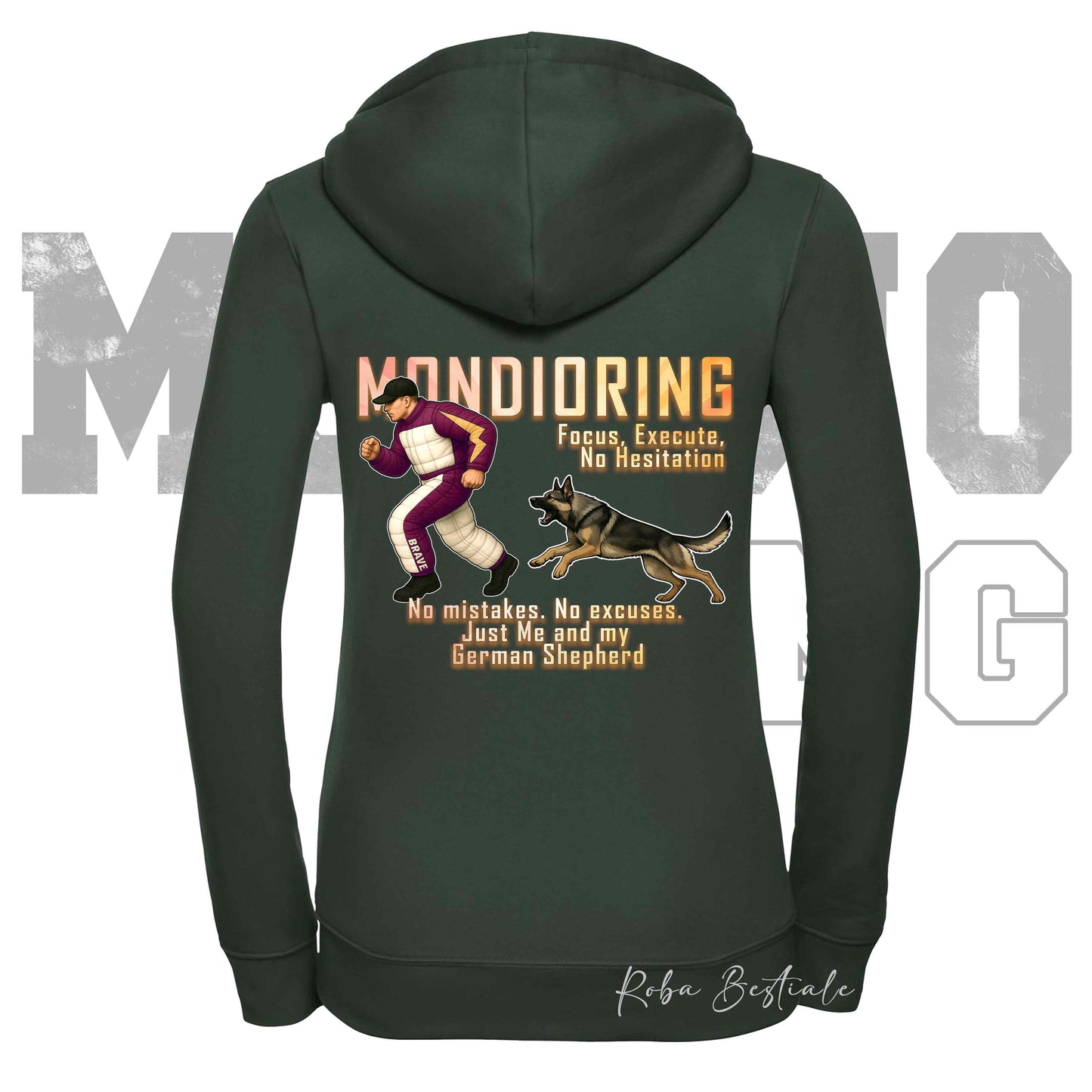 Felpa MONDIORING Chase! - PASTORE TEDESCO da Lavoro "Grigione" - Cappuccio e Zip, Uomo o Donna, in tanti colori - dalla XS alla 5XL