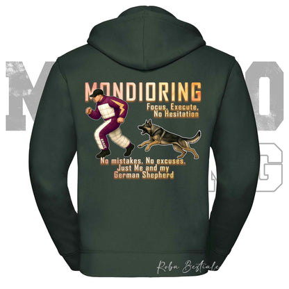 Felpa MONDIORING Chase! - PASTORE TEDESCO da Lavoro "Grigione" - Cappuccio e Zip, Uomo o Donna, in tanti colori - dalla XS alla 5XL