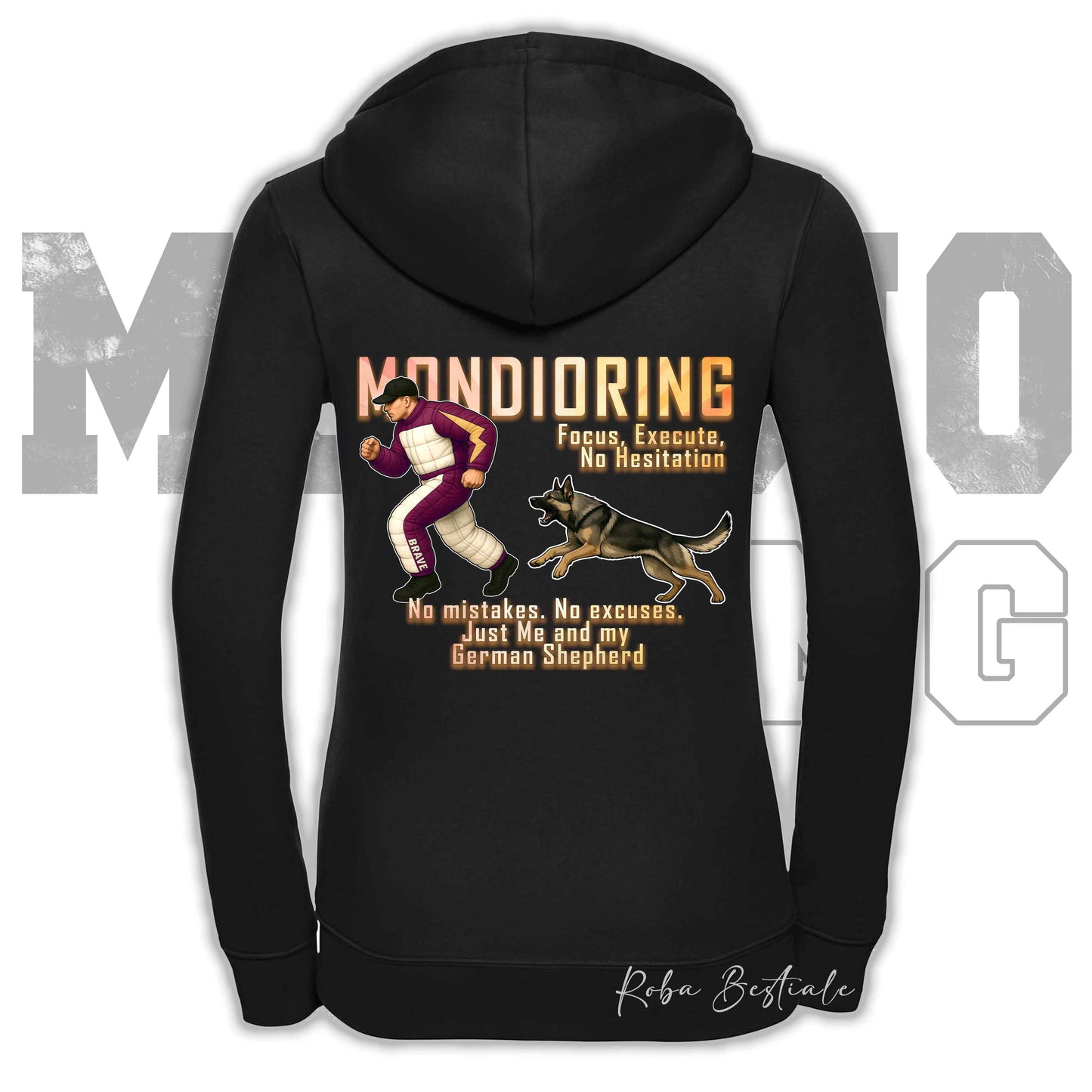 Felpa MONDIORING Chase! - PASTORE TEDESCO da Lavoro "Grigione" - Cappuccio e Zip, Uomo o Donna, in tanti colori - dalla XS alla 5XL