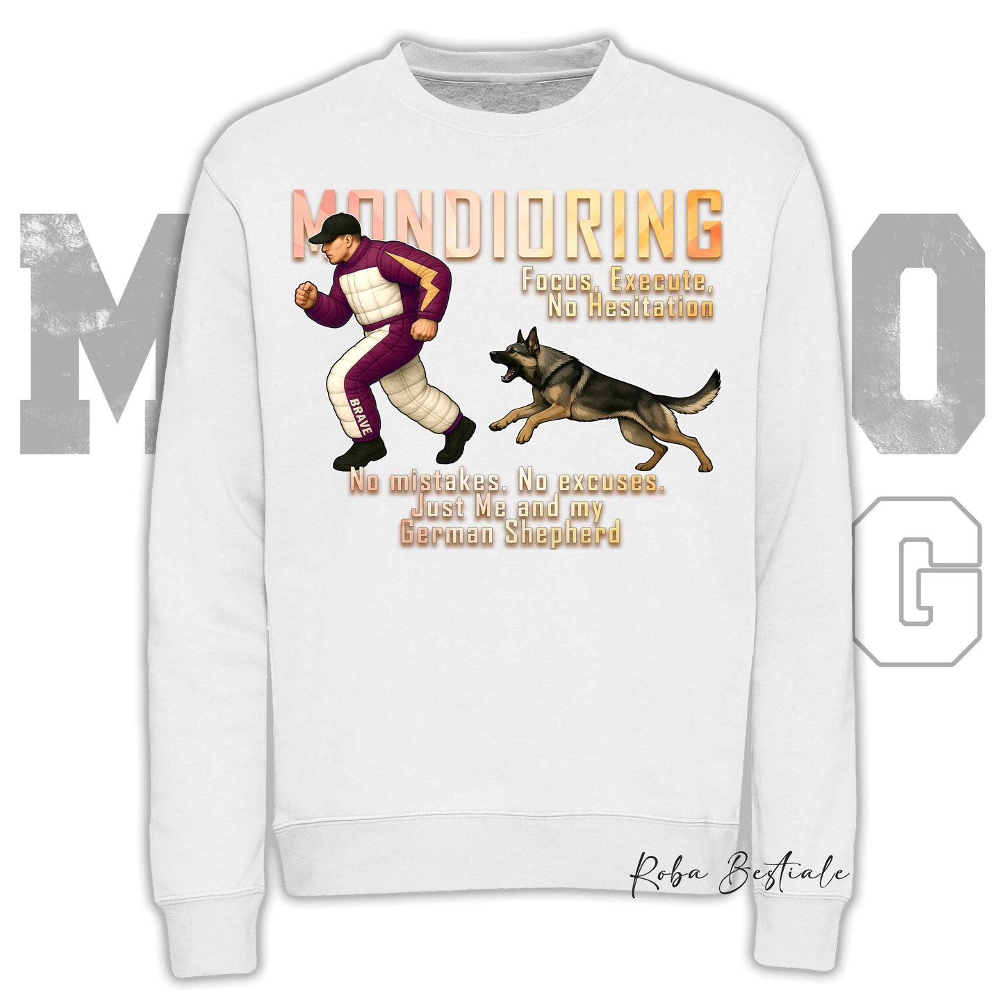 Felpa MONDIORING Chase! - PASTORE TEDESCO da Lavoro "Grigione" - Girocollo, Unisex, in tanti colori! - dalla XS alla 3XL