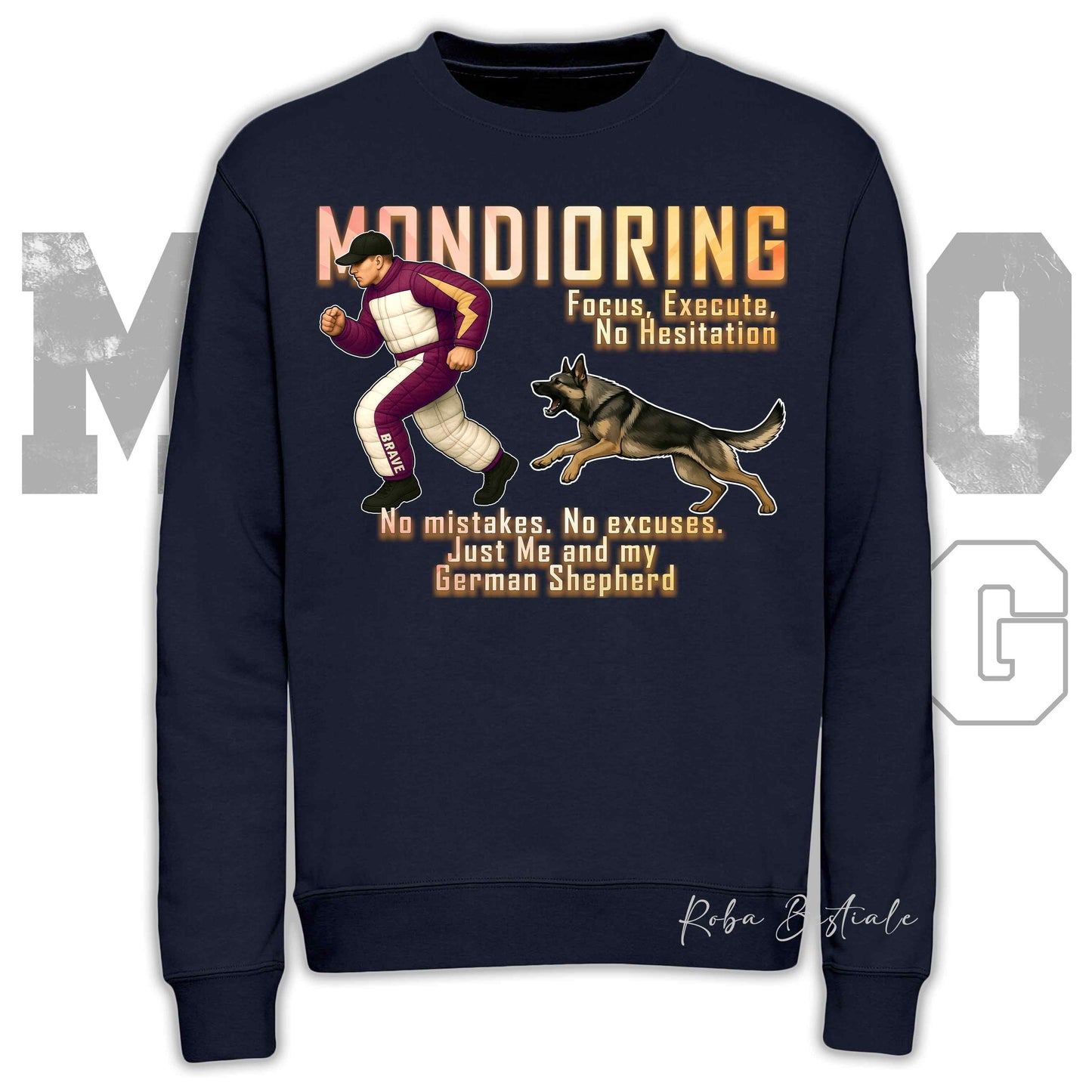 Felpa MONDIORING Chase! - PASTORE TEDESCO da Lavoro "Grigione" - Girocollo, Unisex, in tanti colori! - dalla XS alla 3XL