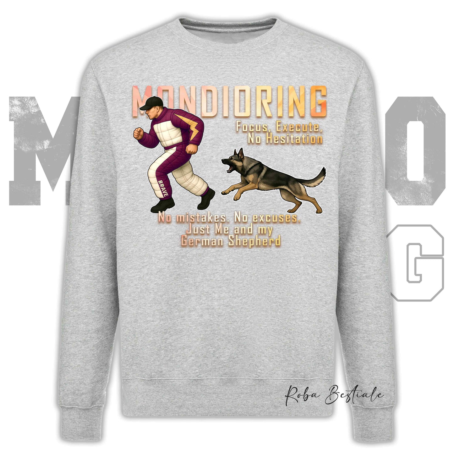 Felpa MONDIORING Chase! - PASTORE TEDESCO da Lavoro "Grigione" - Girocollo, Unisex, in tanti colori! - dalla XS alla 3XL