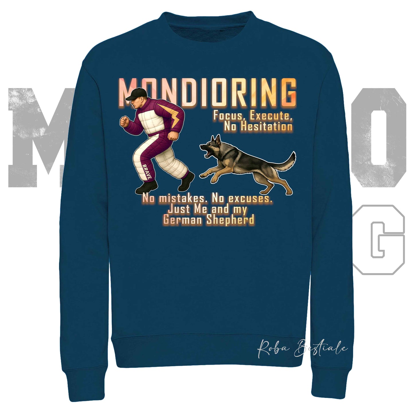 Felpa MONDIORING Chase! - PASTORE TEDESCO da Lavoro "Grigione" - Girocollo, Unisex, in tanti colori! - dalla XS alla 3XL