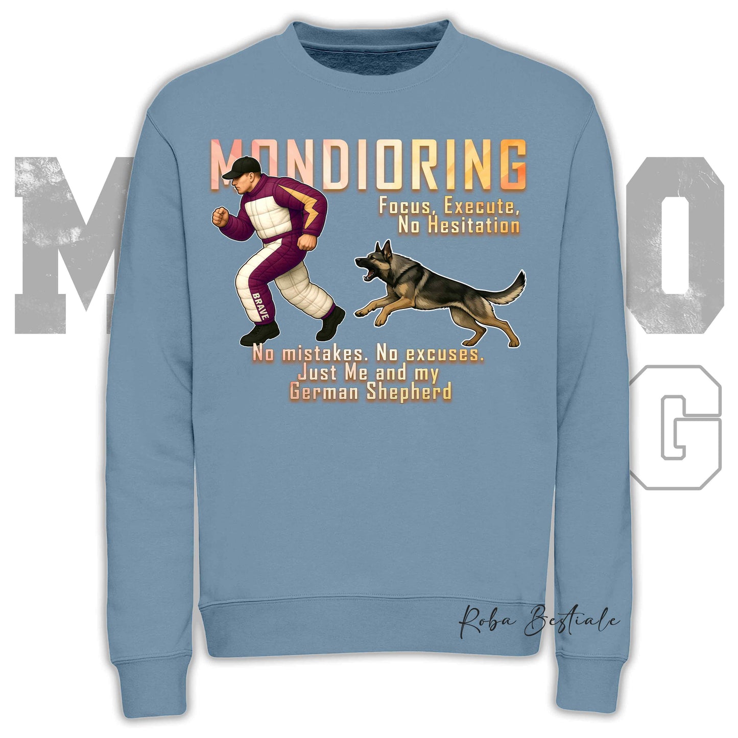 Felpa MONDIORING Chase! - PASTORE TEDESCO da Lavoro "Grigione" - Girocollo, Unisex, in tanti colori! - dalla XS alla 3XL