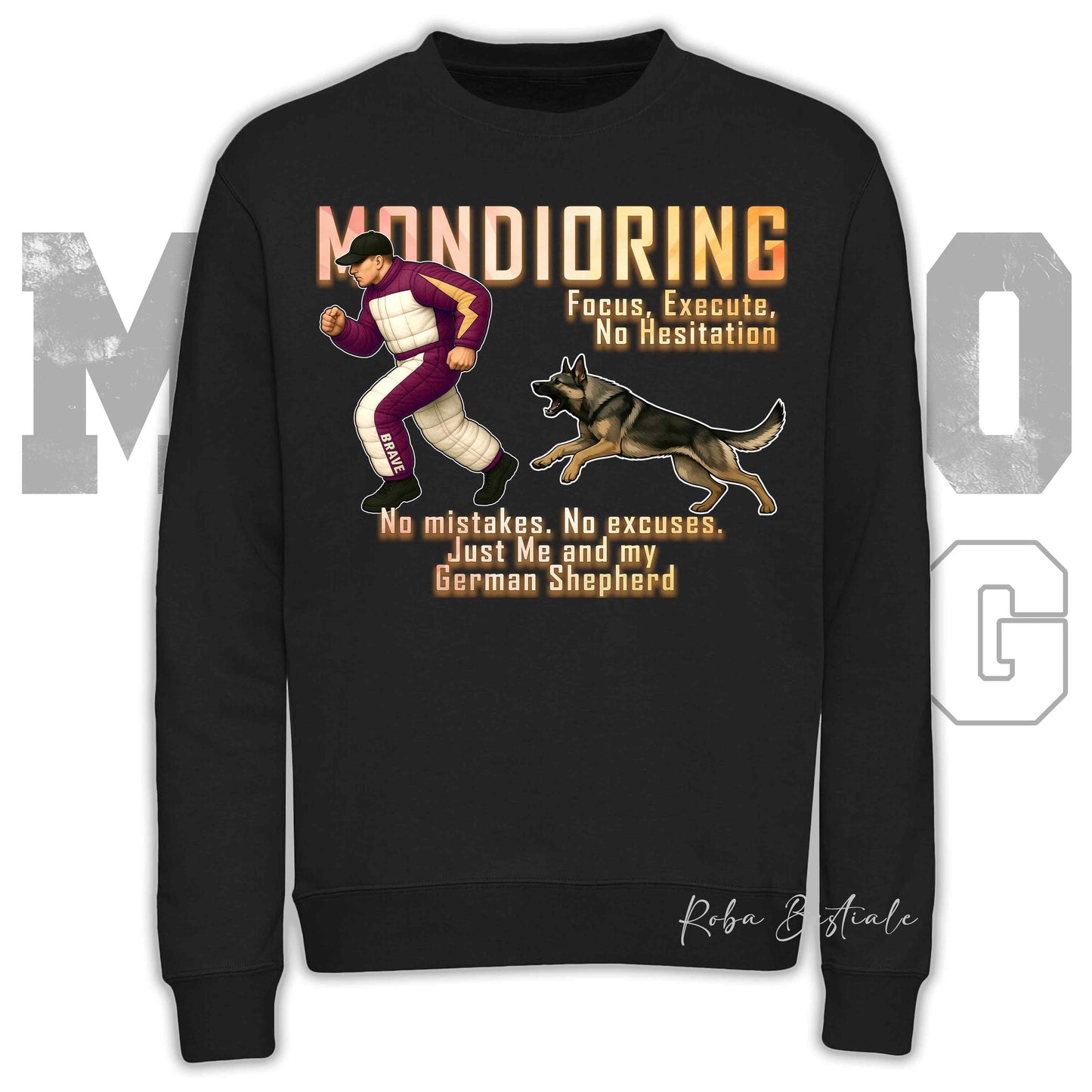 Felpa MONDIORING Chase! - PASTORE TEDESCO da Lavoro "Grigione" - Girocollo, Unisex, in tanti colori! - dalla XS alla 3XL