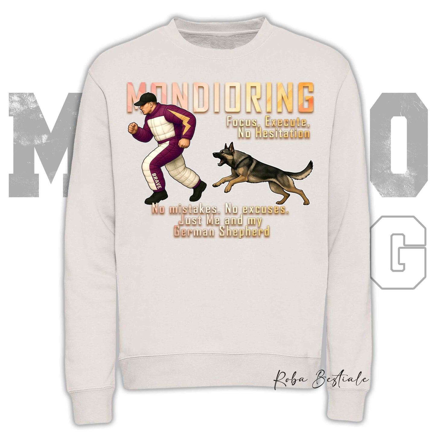 Felpa MONDIORING Chase! - PASTORE TEDESCO da Lavoro "Grigione" - Girocollo, Unisex, in tanti colori! - dalla XS alla 3XL