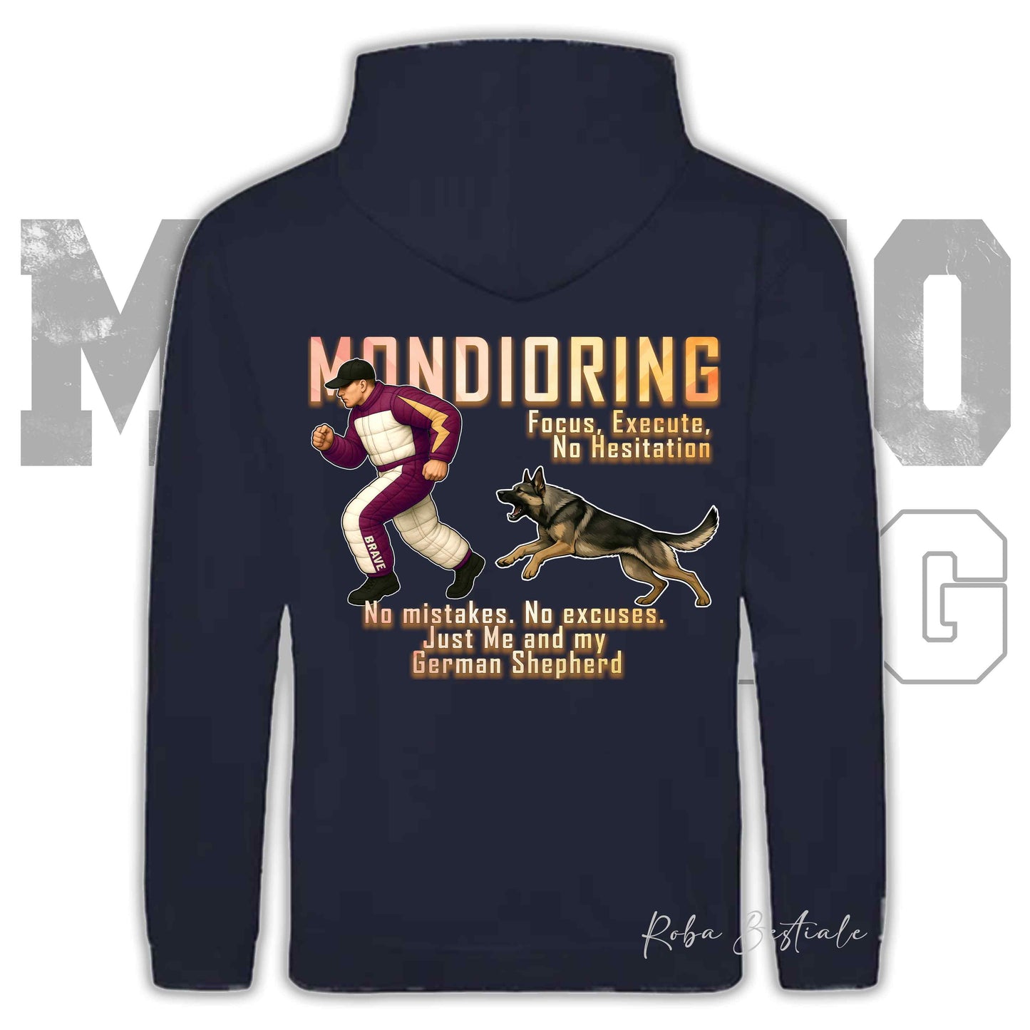 Felpa MONDIORING Chase! - PASTORE TEDESCO da Lavoro "Grigione" - Cappuccio e Tasconi, Unisex, in tanti colori - dalla XS alla 5XL