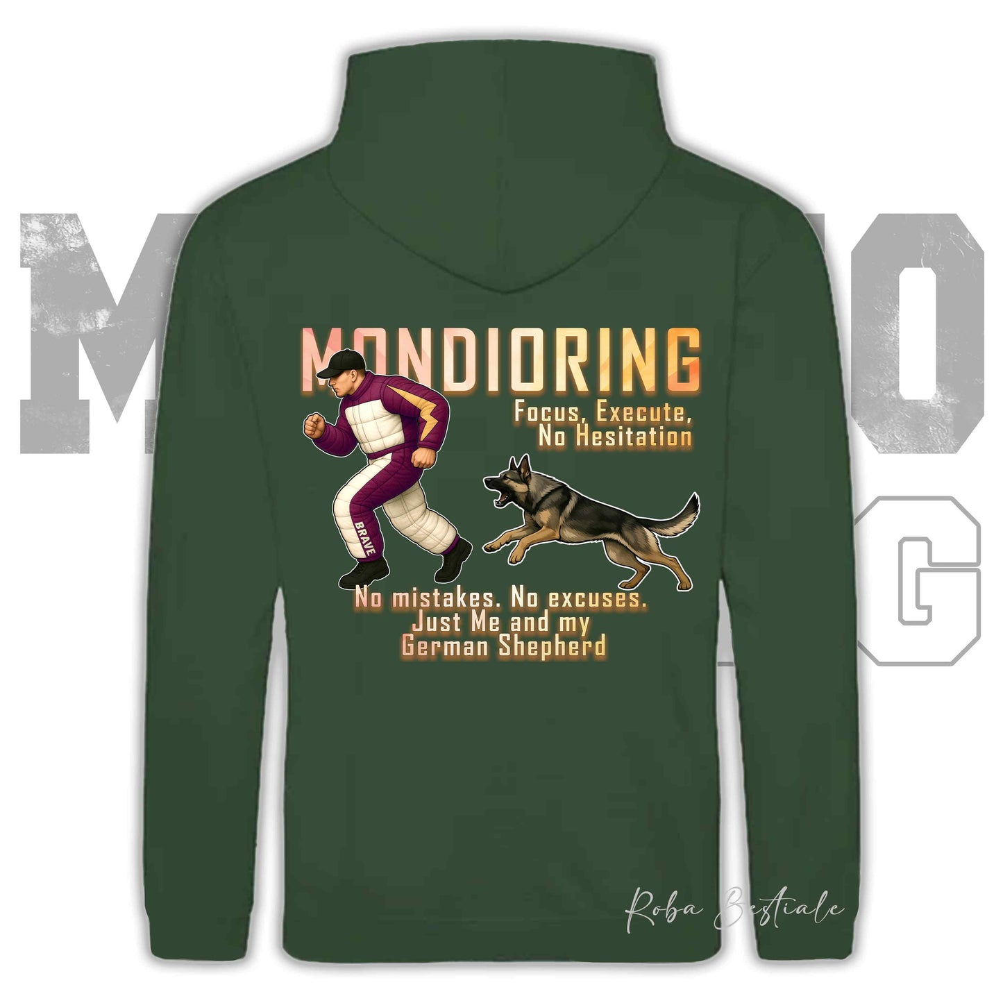 Felpa MONDIORING Chase! - PASTORE TEDESCO da Lavoro "Grigione" - Cappuccio e Tasconi, Unisex, in tanti colori - dalla XS alla 5XL