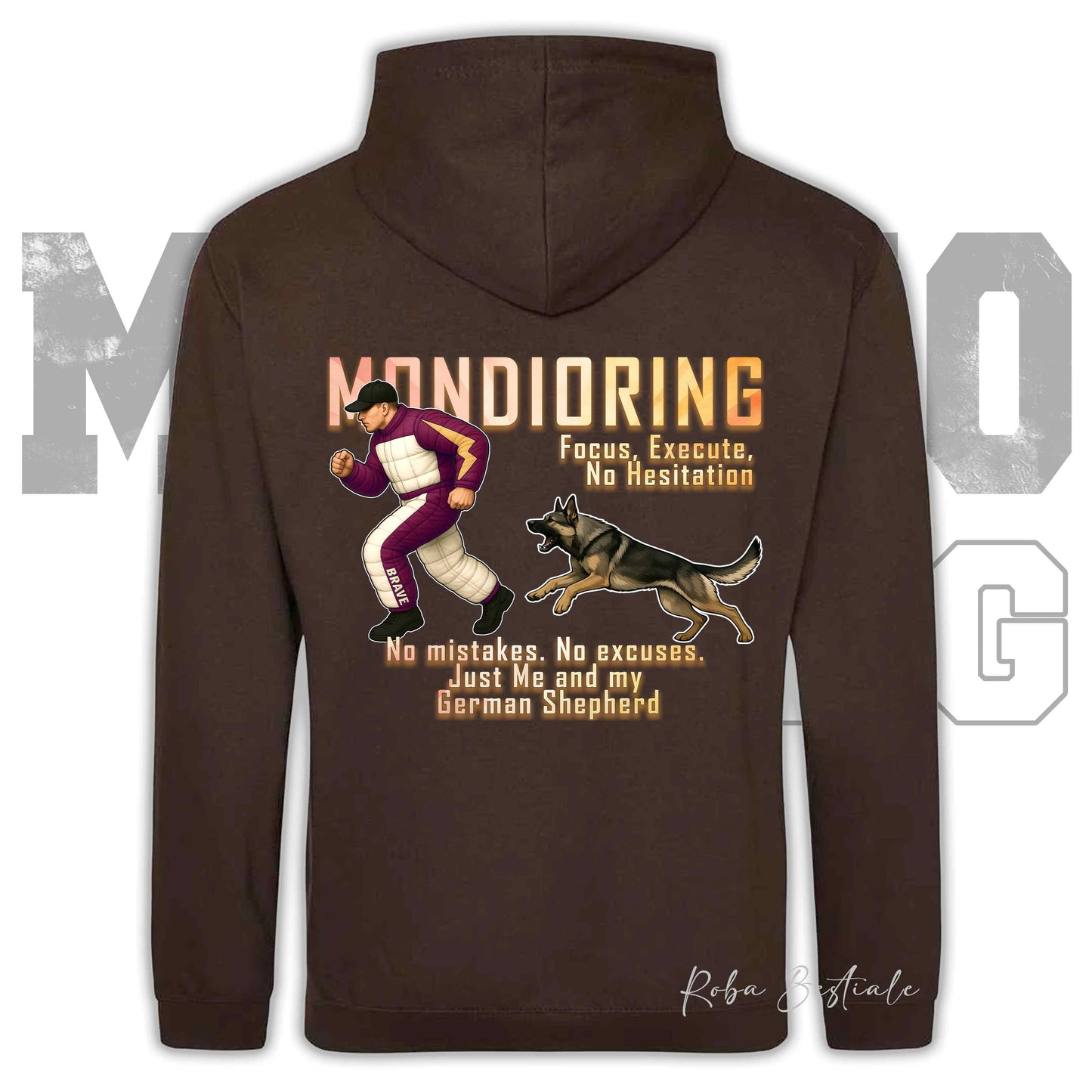 Felpa MONDIORING Chase! - PASTORE TEDESCO da Lavoro "Grigione" - Cappuccio e Tasconi, Unisex, in tanti colori - dalla XS alla 5XL