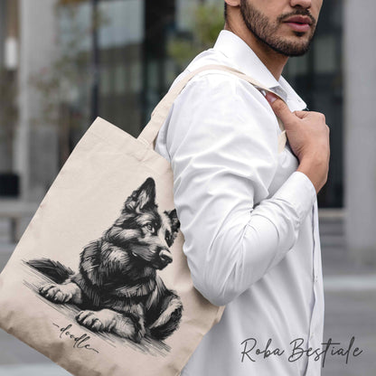 Shopper DOODLE Elegance - PASTORE TEDESCO "GRIGIONE" - Diversi colori disponibili, 100% Cotone