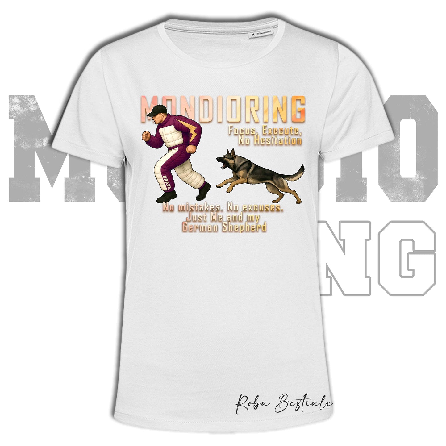 T-Shirt MONDIORING Chase! - PASTORE TEDESCO da Lavoro "Grigione" - In tanti colori - Uomo o Donna - dalla XS alla 5XL