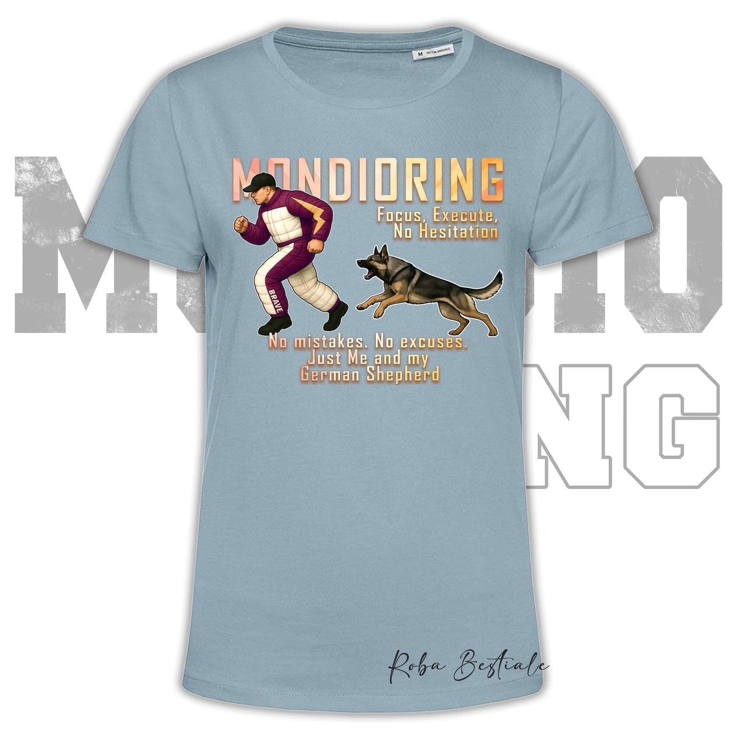 T-Shirt MONDIORING Chase! - PASTORE TEDESCO da Lavoro "Grigione" - In tanti colori - Uomo o Donna - dalla XS alla 5XL