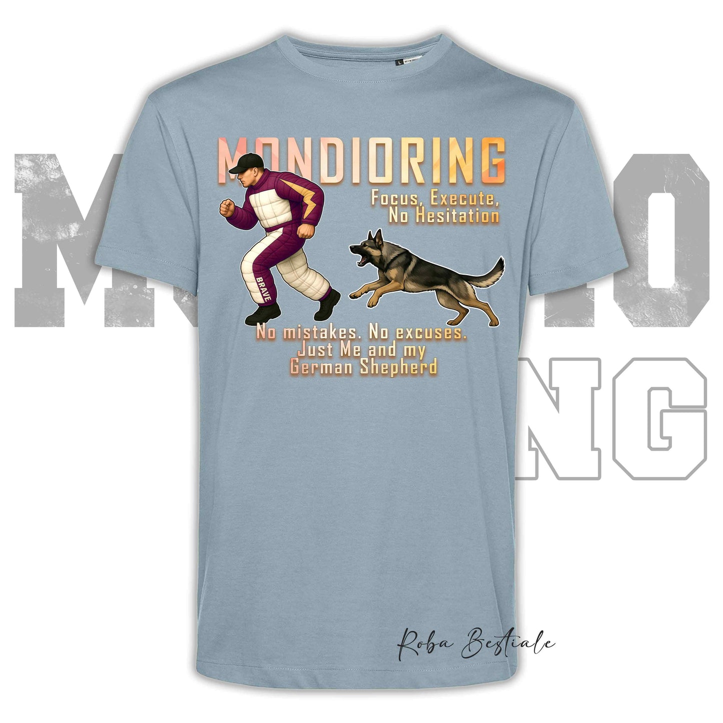 T-Shirt MONDIORING Chase! - PASTORE TEDESCO da Lavoro "Grigione" - In tanti colori - Uomo o Donna - dalla XS alla 5XL