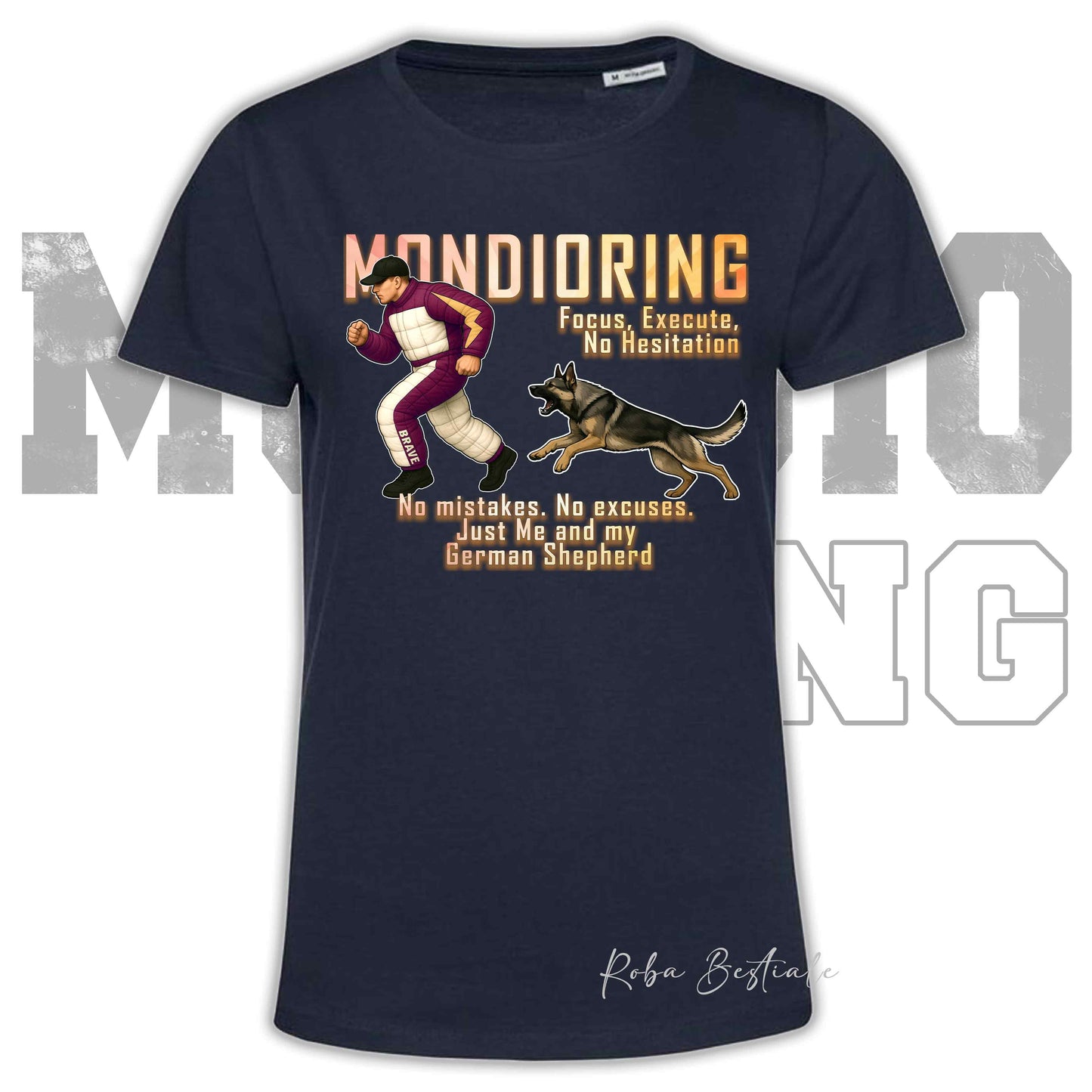 T-Shirt MONDIORING Chase! - PASTORE TEDESCO da Lavoro "Grigione" - In tanti colori - Uomo o Donna - dalla XS alla 5XL