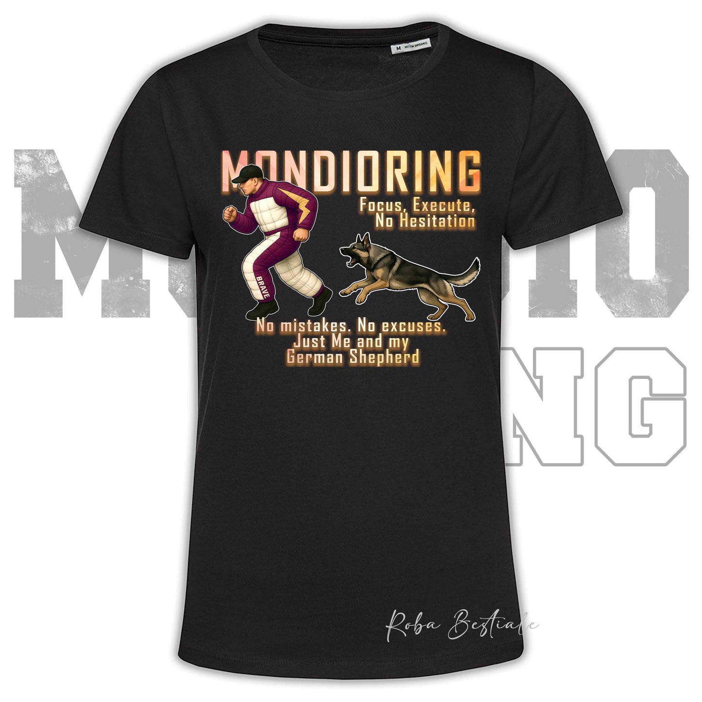 T-Shirt MONDIORING Chase! - PASTORE TEDESCO da Lavoro "Grigione" - In tanti colori - Uomo o Donna - dalla XS alla 5XL