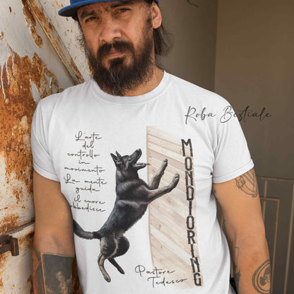 T-Shirt MONDIORING4 - PASTORE TEDESCO da Lavoro "Grigione" - Bianca, Uomo o Donna - dalla XS alla 5XL