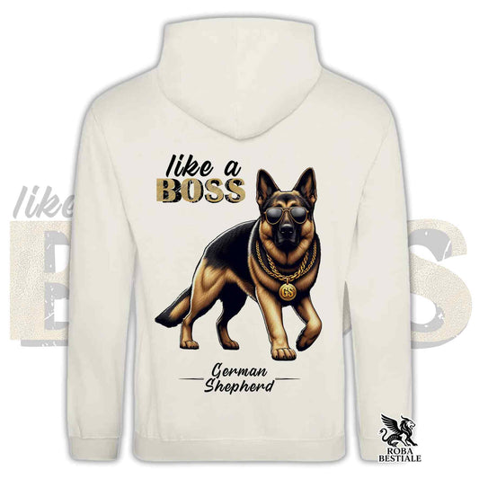 Felpa LIKE A BOSS - PASTORE TEDESCO a Pelo Corto - Con Cappuccio e Tasconi, Unisex, diversi colori - dalla XS alla 3XL