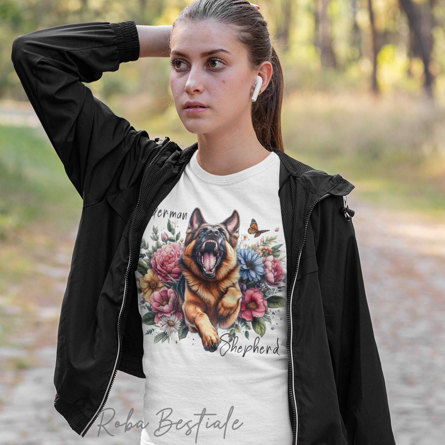 T-Shirt PEONY - PASTORE TEDESCO a Pelo Corto - Bianca, Uomo o Donna - dalla XS alla 5XL