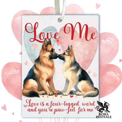 Deodorante Auto LOVE ME - PASTORE TEDESCO a Pelo Corto Nero Focato - In Feltro, con cordino - 7,5 x 10 cm