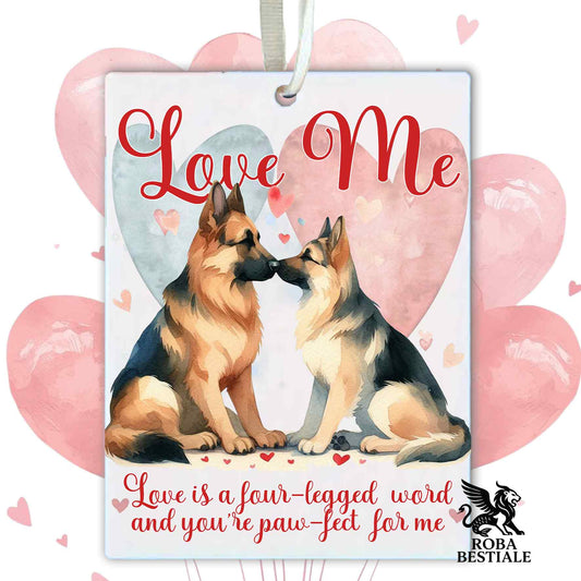 Deodorante Auto LOVE ME - PASTORE TEDESCO a Pelo Corto Nero Focato - In Feltro, con cordino - 7,5 x 10 cm