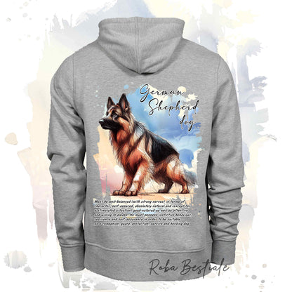 Felpa BEHAVIOR - PASTORE TEDESCO a Pelo Lungo - Standard FCI - Unisex - Grigia - dalla XS alla 3XL