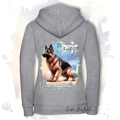 Felpa BEHAVIOR - PASTORE TEDESCO a Pelo Lungo - Con Cerniera - Uomo o Donna - Grigia o Bianca - dalla XS alla 3XL