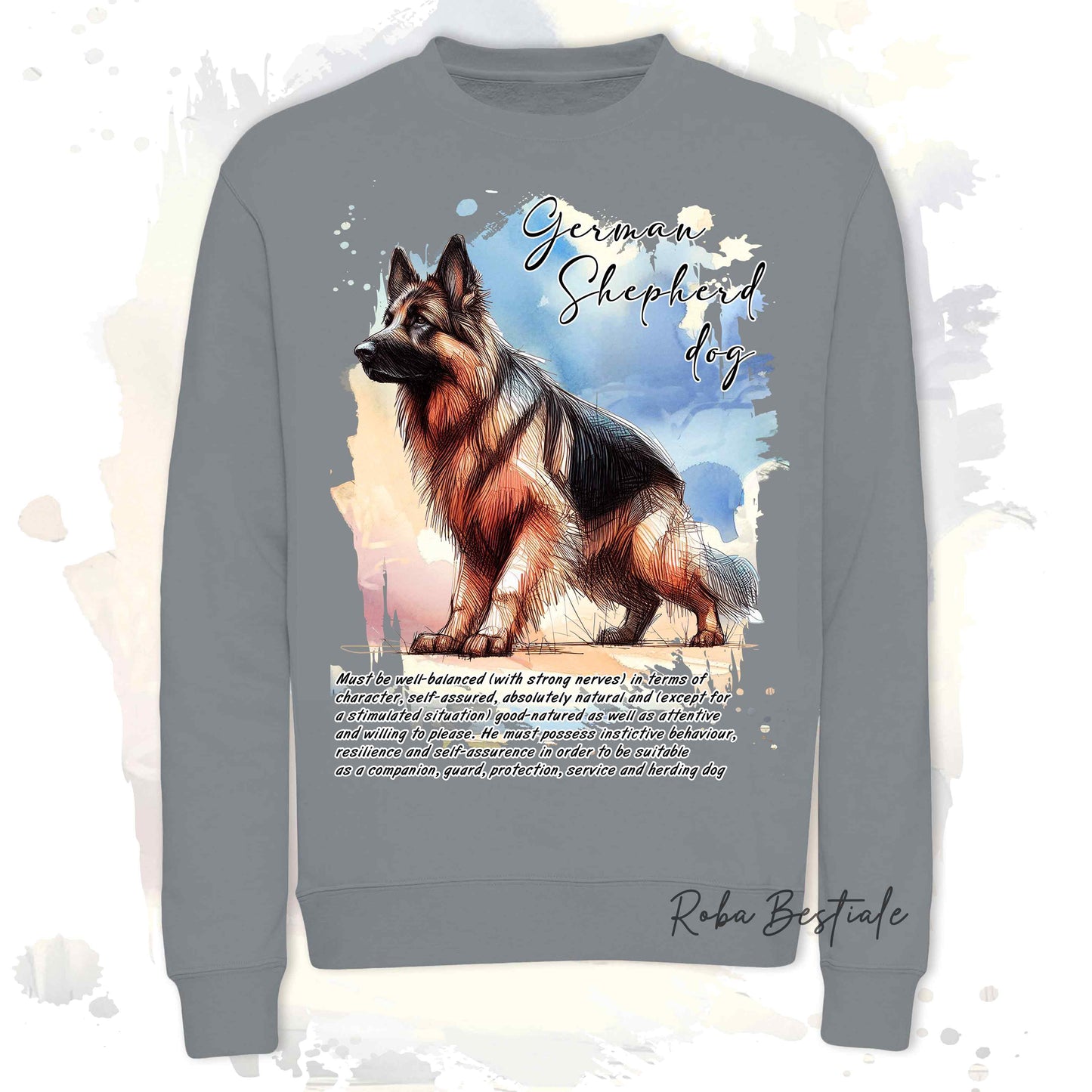Felpa BEHAVIOR - PASTORE TEDESCO a Pelo Lungo - Girocollo, Unisex, in tanti colori! - dalla XS alla 3XL