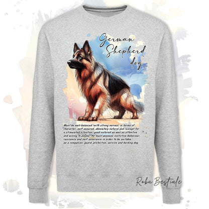 Felpa BEHAVIOR - PASTORE TEDESCO a Pelo Lungo - Girocollo, Unisex, in tanti colori! - dalla XS alla 3XL