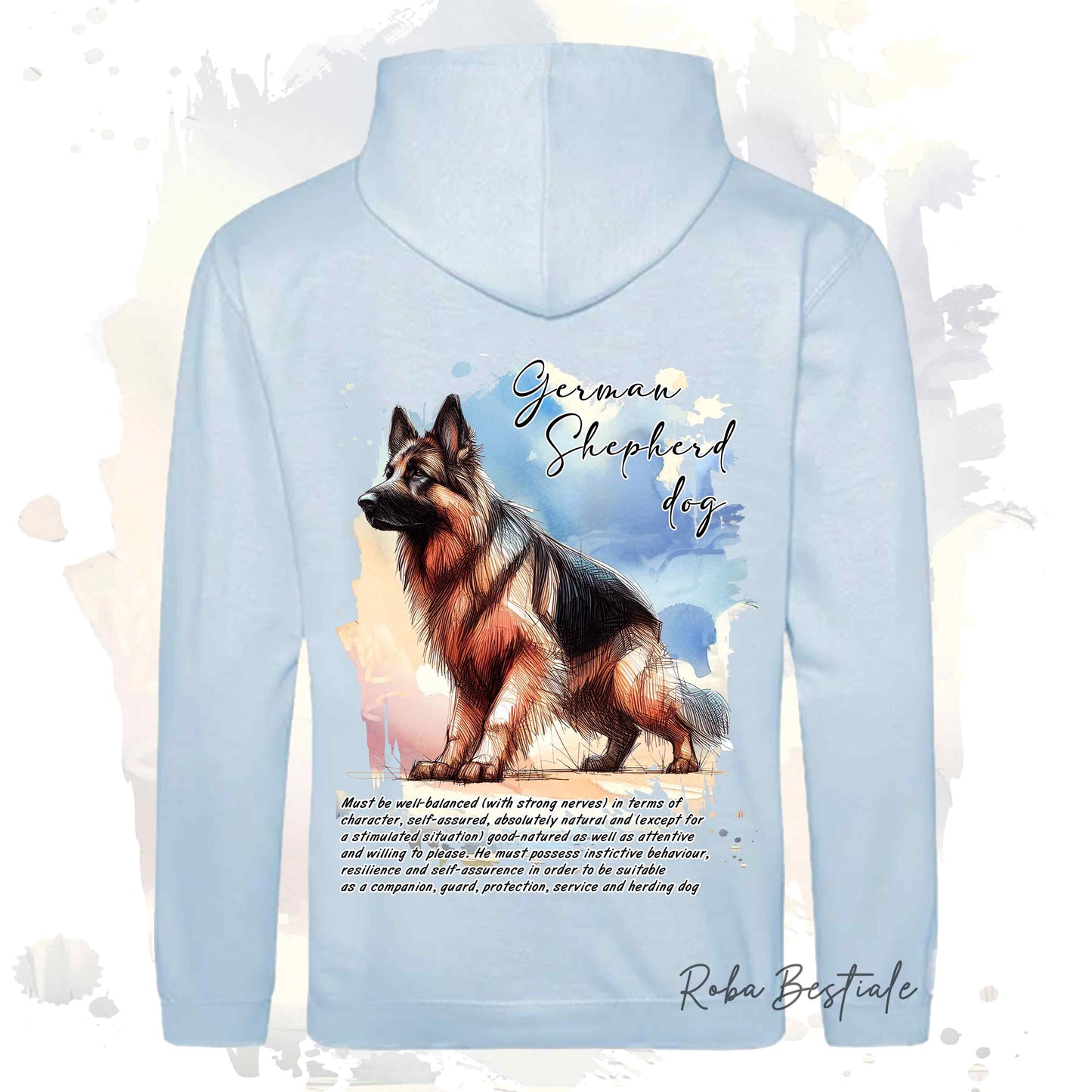 Felpa BEHAVIOR - PASTORE TEDESCO a Pelo Lungo - Cappuccio e Tasconi, Unisex, in tanti colori - dalla XS alla 5XL