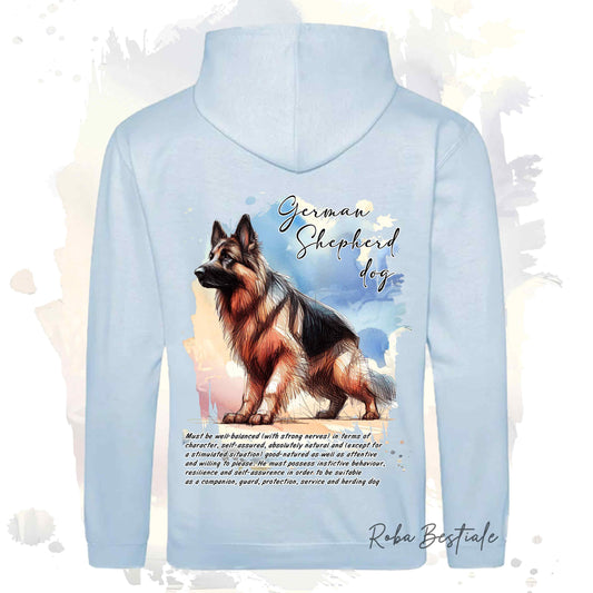 Felpa BEHAVIOR - PASTORE TEDESCO a Pelo Lungo - Cappuccio e Tasconi, Unisex, in tanti colori - dalla XS alla 5XL