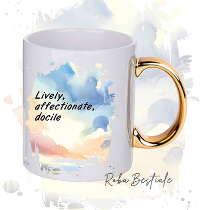 Tazza BEHAVIOR - PICCOLO LEVRIERO ITALIANO Grigio - Standard FCI - In Ceramica, con manico dorato - 330 ml