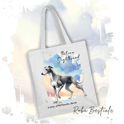 Shopper BEHAVIOR - PICCOLO LEVRIERO ITALIANO Grigio - Standard FCI - Diversi colori disponibili, 100% Cotone