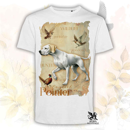 T-Shirt FIELD LEGACY - POINTER INGLESE Bianco e Limone - Bianca o Beige, da Uomo o da Donna - dalla XS alla 5XL