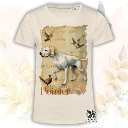T-Shirt FIELD LEGACY - POINTER INGLESE Bianco e Limone - Bianca o Beige, da Uomo o da Donna - dalla XS alla 5XL