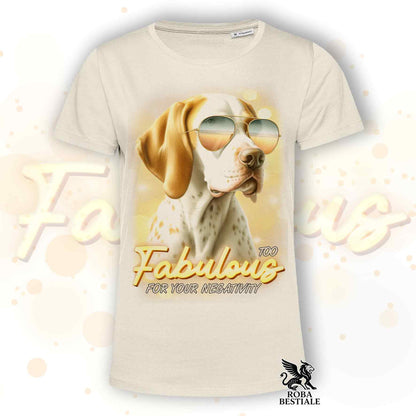 TOO FABULOUS T-Shirt - ENGLISH POINTER White and Lemon - 100% Cotton, White or Beige, Men's or Women's - from XS to 5XL
