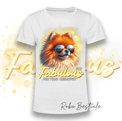 T-Shirt TOO FABULOUS - POMERANIA-SPITZ NANO Arancio