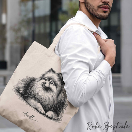Shopper DOODLE Elegance - SPITZ TEDESCO NANO "POMERANIA" - Diversi colori disponibili, 100% Cotone
