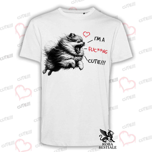 T-Shirt CUTIE - SPITZ TEDESCO TOY "POMERANIA" - Bianca o Beige, da Uomo o da Donna - dalla XS alla 5XL