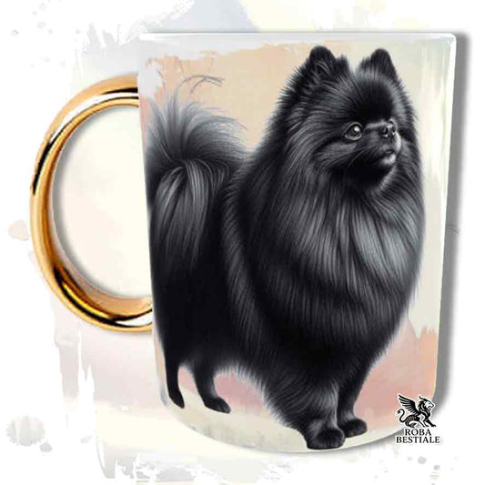Tazza SPITZ TEDESCO NANO "Pomerania" Nero - Collezione BEHAVIOR - con manico dorato