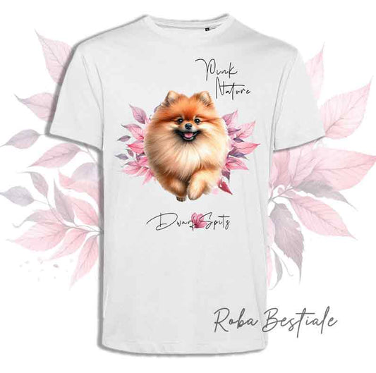 T-Shirt PINK NATURE - SPITZ TEDESCO NANO - POMERANIA Arancio - Uomo o Donna - dalla XS alla 5XL