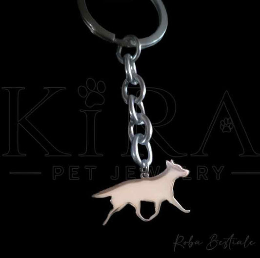 Portachiavi KIRA PET JEWERLY - AUSTRALIAN CATTLE DOG - In Acciaio Inox con ciondolo gioiello