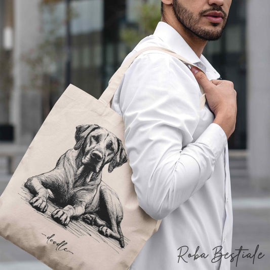 Shopper DOODLE - RHODESIAN RIDGEBACK - Diversi colori disponibili, 100% Cotone