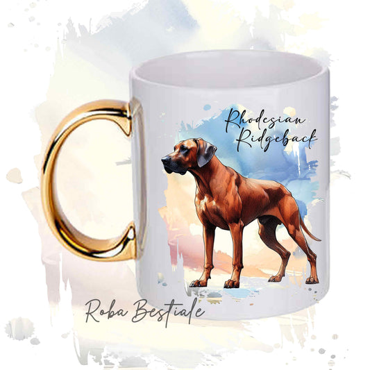 Tazza BEHAVIOR - RHODESIAN RIDGEBACK - Standard FCI - In Ceramica, con manico dorato - 330 ml