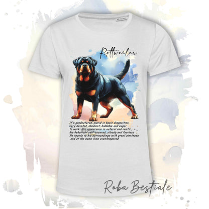 T-Shirt BEHAVIOR - ROTTWEILER  - Standard FCI - 100% Cotone, Bianca, Uomo o Donna - dalla XS alla 5XL