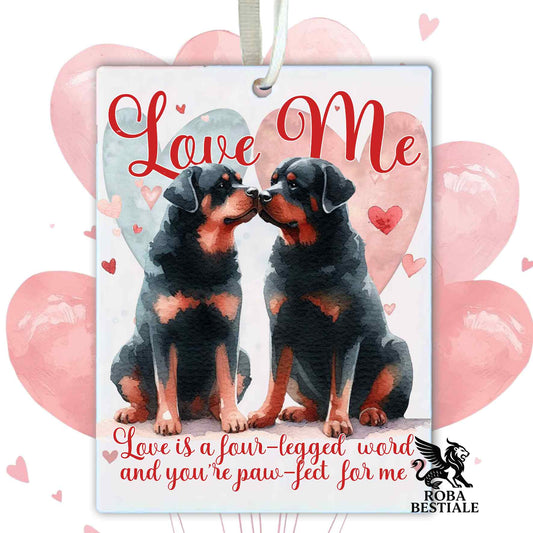 Deodorante Auto LOVE ME - ROTTWEILER - In Feltro, con cordino - 7,5 x 10 cm