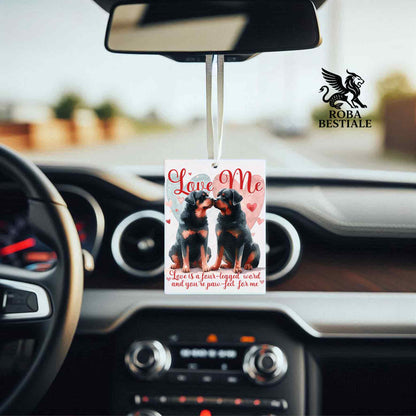 Deodorante Auto LOVE ME - ROTTWEILER - In Feltro, con cordino - 7,5 x 10 cm